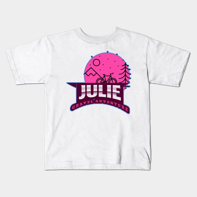 Julie Gravel adventure for a gravel grinder Kids T-Shirt by Cooking and Cycling